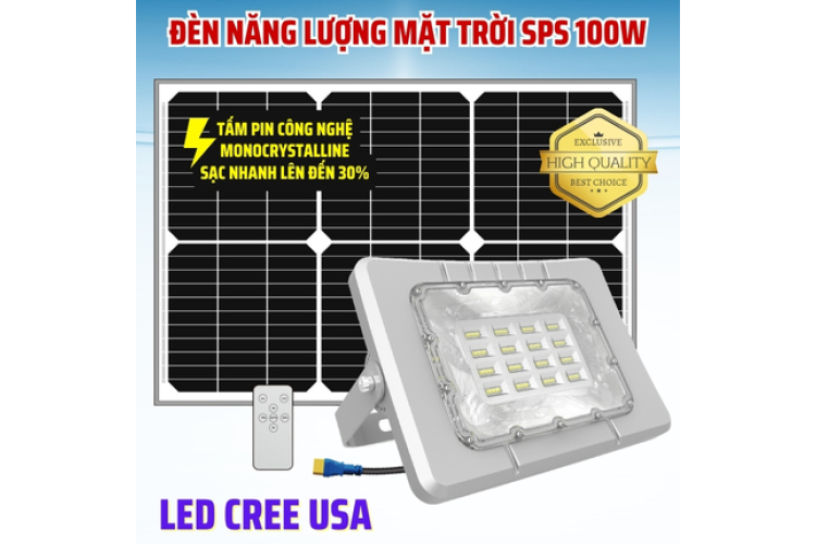Đèn SPS 100W năng lượng mặt trời công nghệ mới